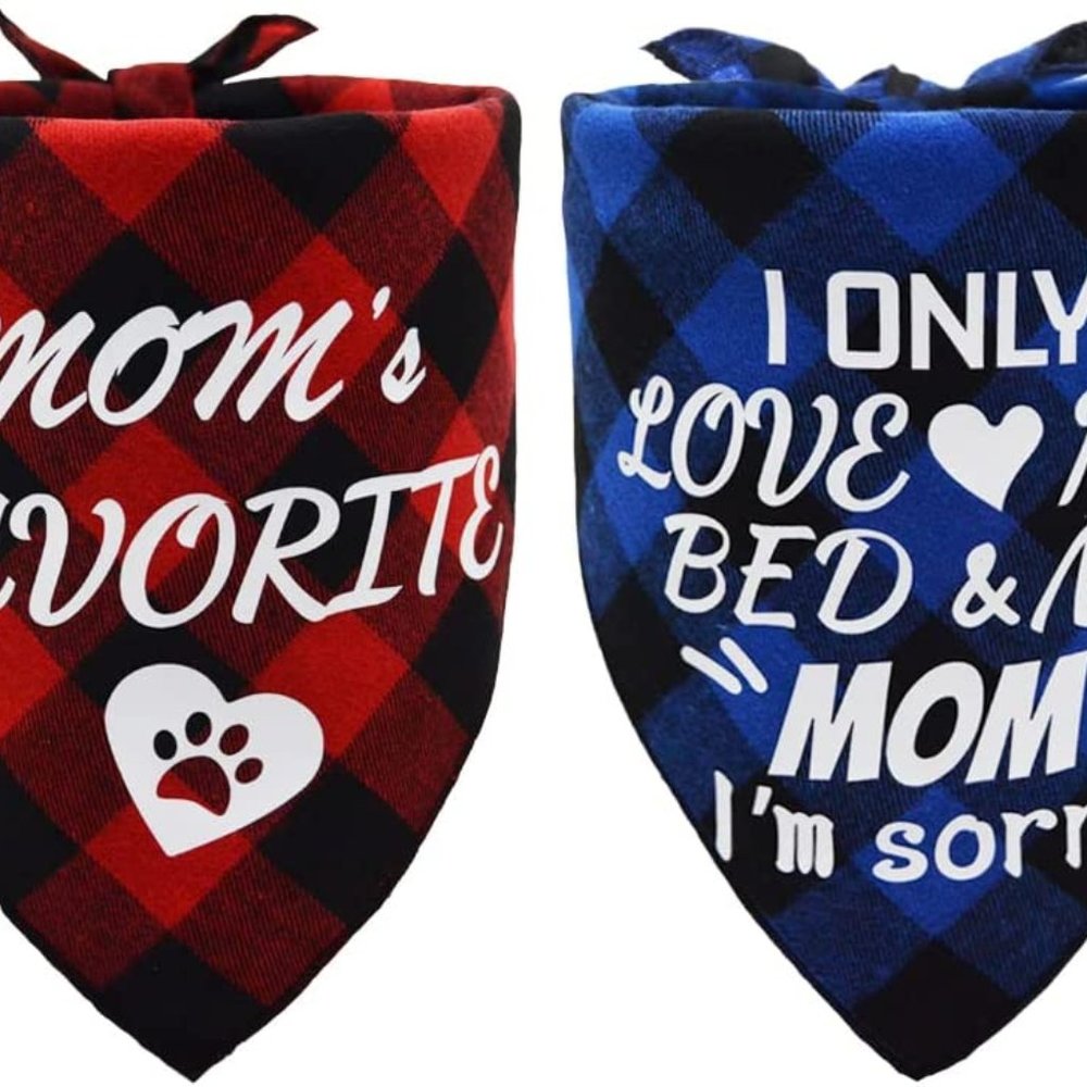 Mother's Day 2 Plaid Pet Bandanas Super Pretty!! Cat or Dog Fashion Scarfs